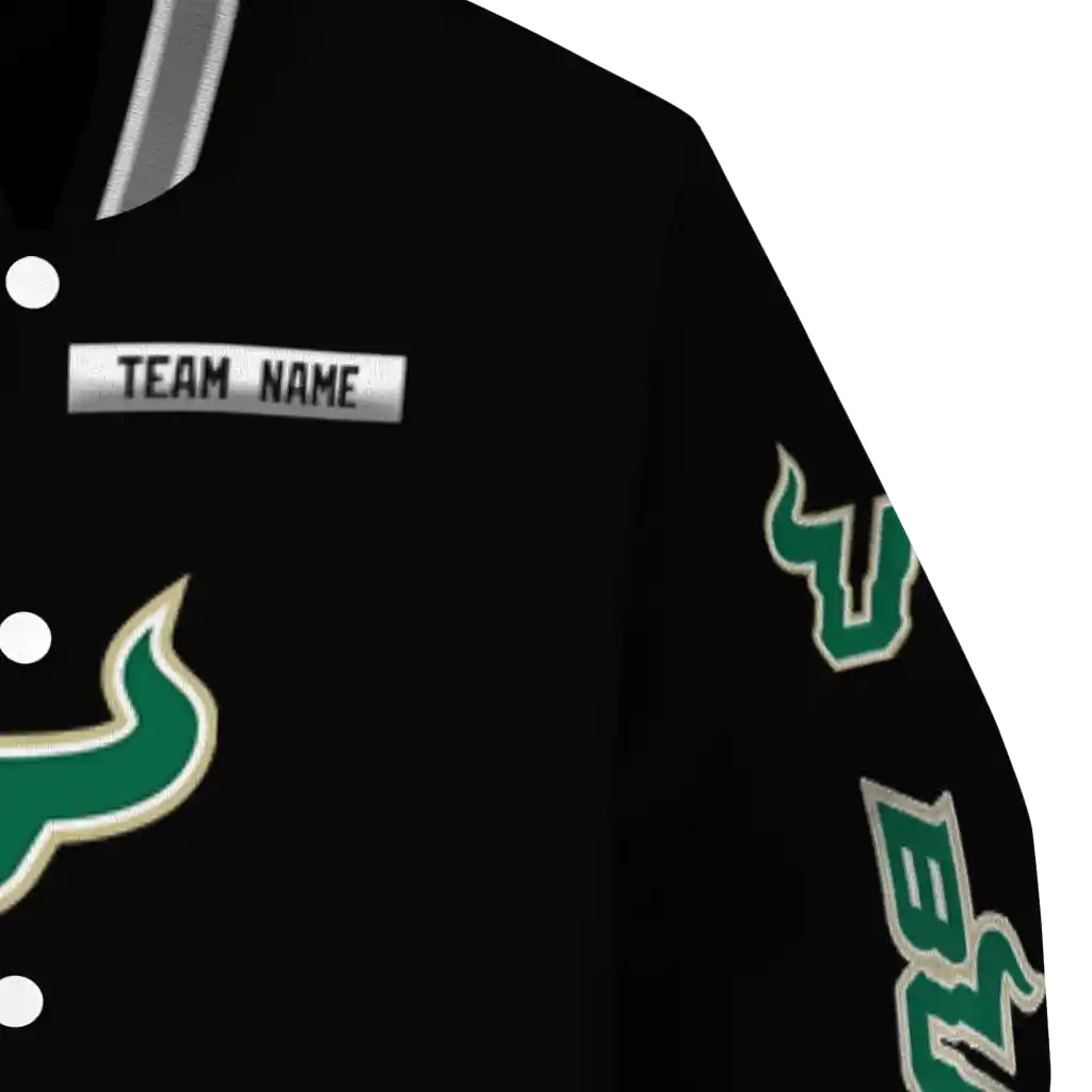 customized south florida bulls american flag skull black varsity jacket premium grade customized south florida bulls american flag skull black varsity jacket premium grade
