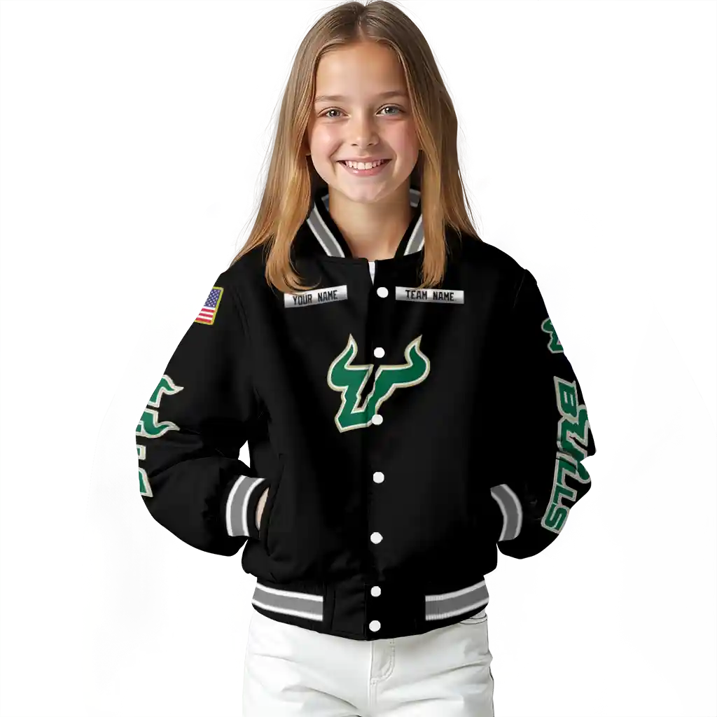 customized south florida bulls american flag skull black varsity jacket top rated customized south florida bulls american flag skull black varsity jacket top rated