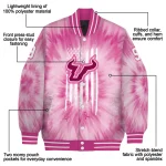 customized south florida bulls pink tie dye pink varsity jacket best selling
