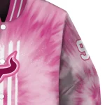 customized south florida bulls pink tie dye pink varsity jacket best selling