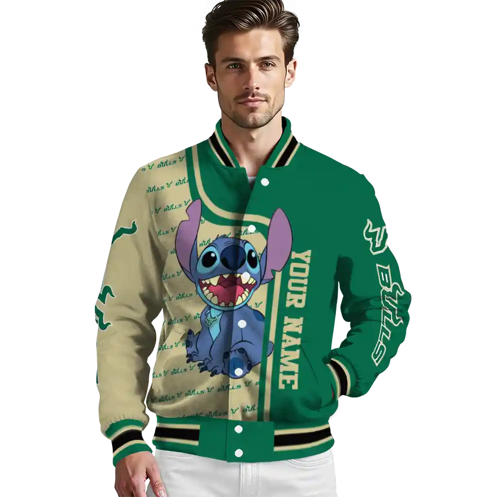 customized south florida bulls stitch laughing green varsity jacket high quality customized south florida bulls stitch laughing green varsity jacket high quality