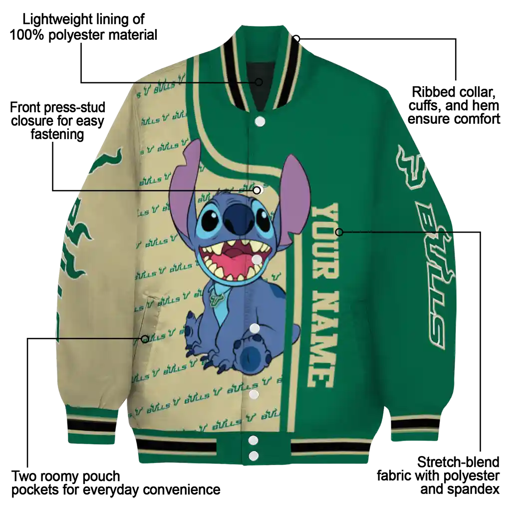 customized south florida bulls stitch laughing green varsity jacket new arrival customized south florida bulls stitch laughing green varsity jacket new arrival