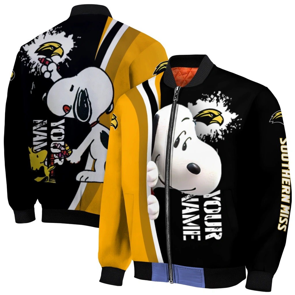 customized southern miss golden eagles snoopy head black bomber jacket best selling customized southern miss golden eagles snoopy head black bomber jacket best selling