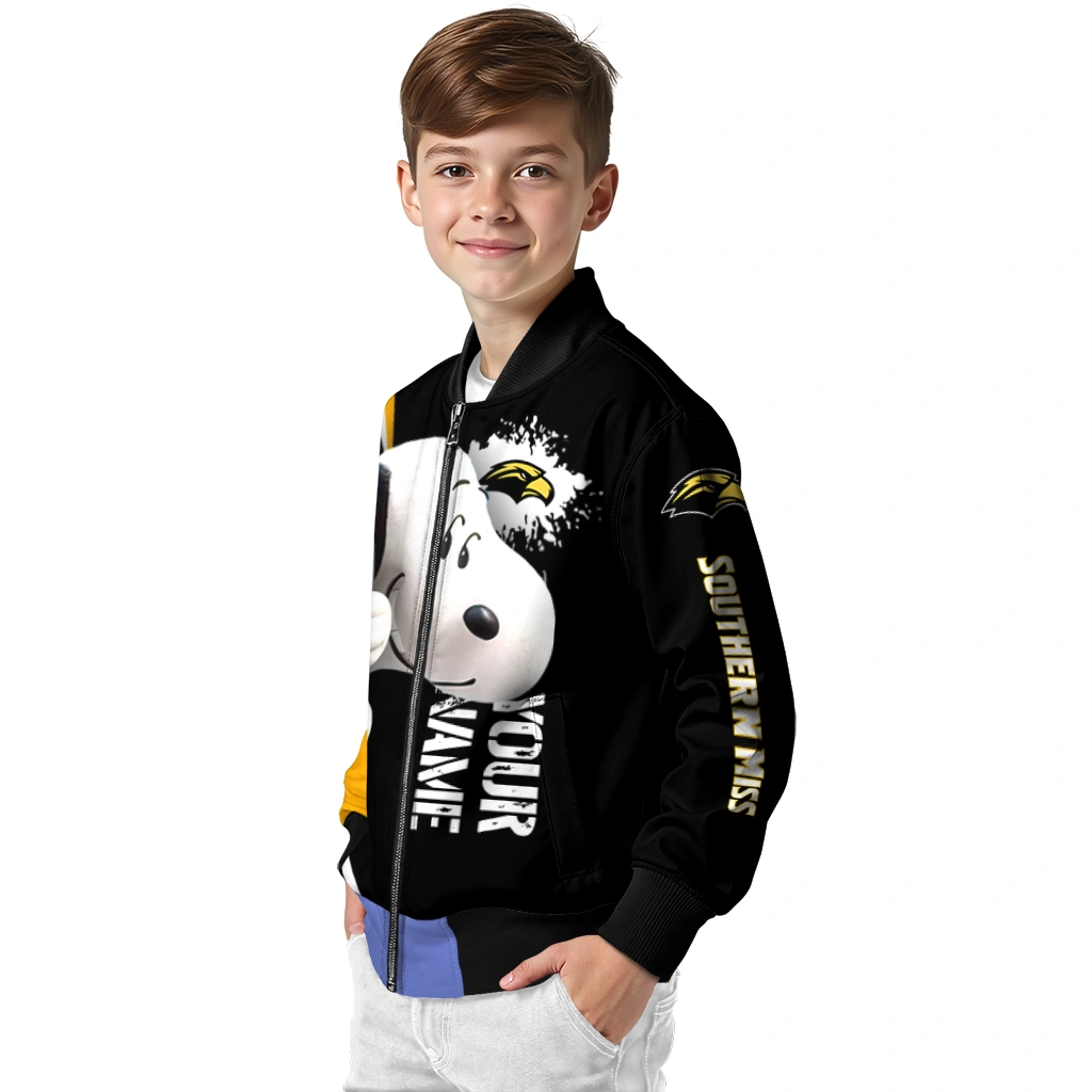 customized southern miss golden eagles snoopy head black bomber jacket trendy customized southern miss golden eagles snoopy head black bomber jacket trendy