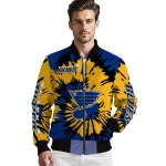 customized st louis blues burst splatter blue bomber jacket best selling