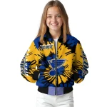 customized st louis blues burst splatter blue bomber jacket best selling