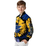 customized st louis blues burst splatter blue bomber jacket best selling