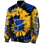 customized st louis blues burst splatter blue varsity jacket best selling