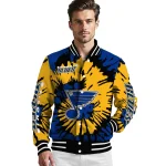 customized st louis blues burst splatter blue varsity jacket best selling