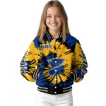 customized st louis blues burst splatter blue varsity jacket best selling