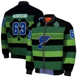 customized st louis blues clover green lines green black bomber jacket best selling
