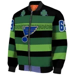 customized st louis blues clover green lines green black bomber jacket best selling