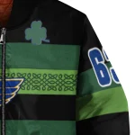 customized st louis blues clover green lines green black bomber jacket best selling
