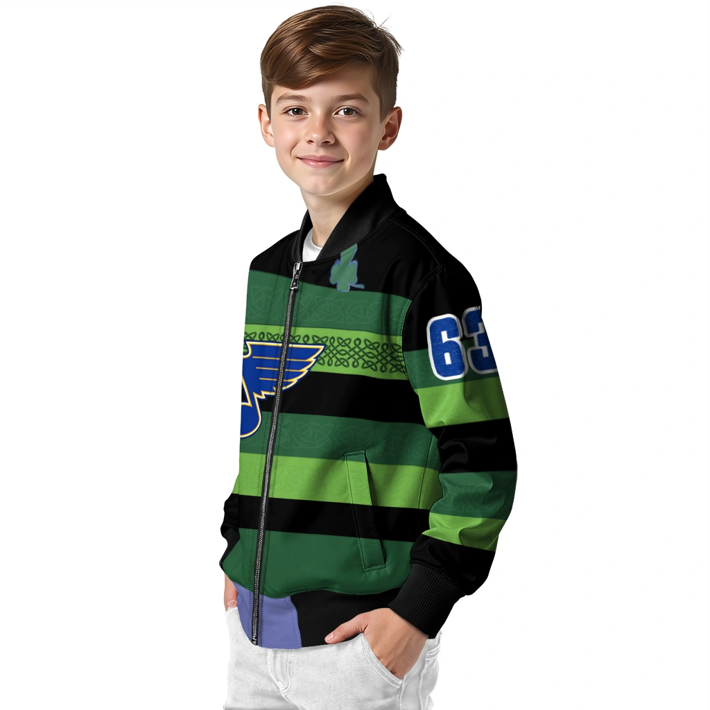 customized st louis blues clover green lines green black bomber jacket trendy customized st louis blues clover green lines green black bomber jacket trendy