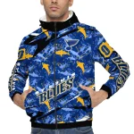 customized st louis blues shark art blue windbreaker jacket best selling