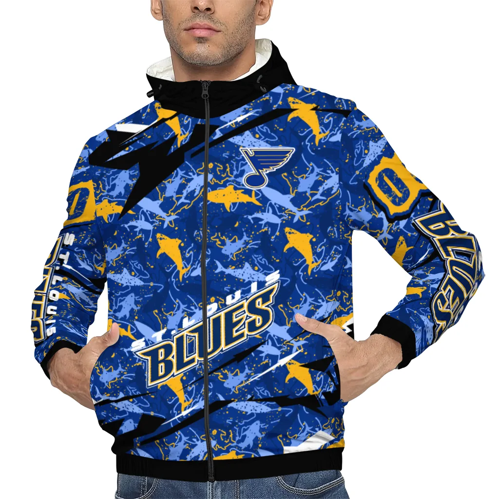 customized st louis blues shark art blue windbreaker jacket top rated customized st louis blues shark art blue windbreaker jacket top rated