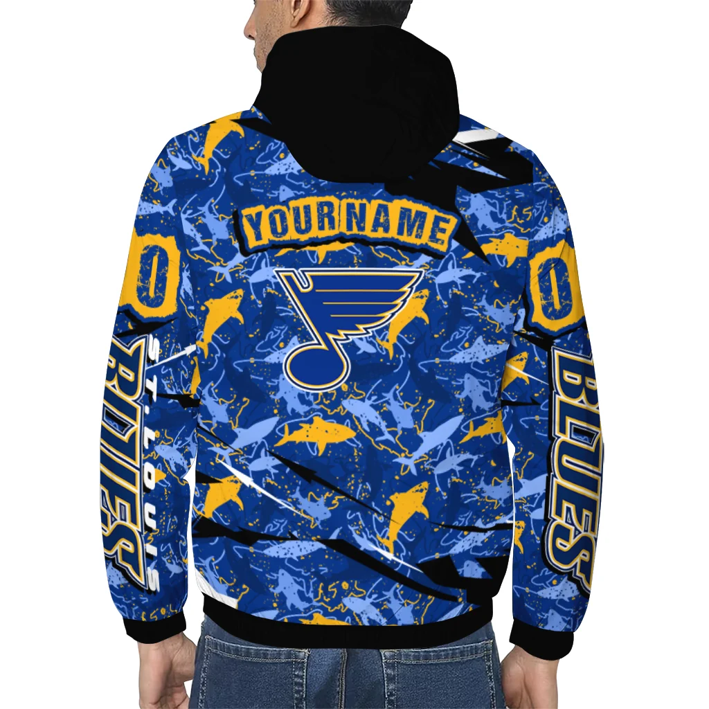 customized st louis blues shark art blue windbreaker jacket trendy customized st louis blues shark art blue windbreaker jacket trendy