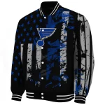 customized st louis blues star stripes blue black varsity jacket best selling