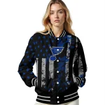 customized st louis blues star stripes blue black varsity jacket best selling