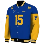 customized st louis blues team patch blue varsity jacket best selling
