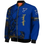 customized st louis blues tribal deer art blue bomber jacket best selling