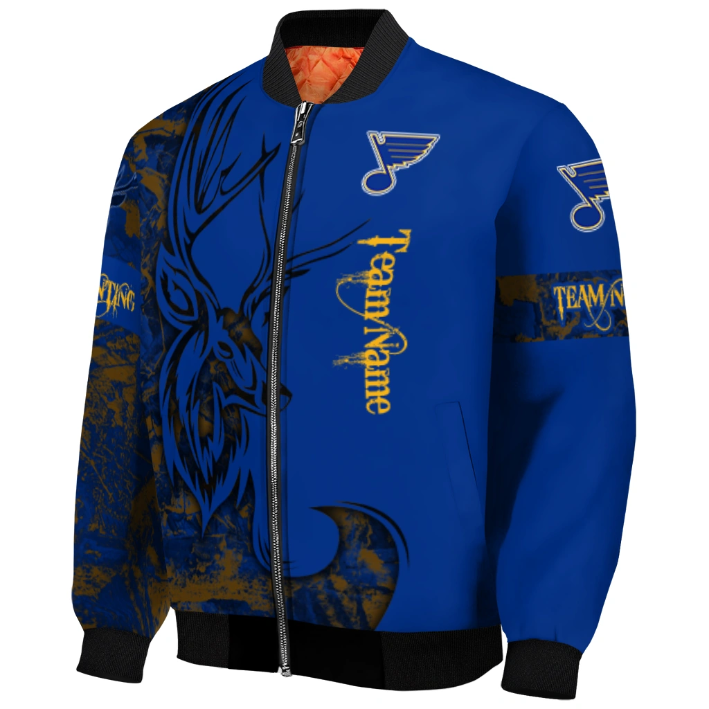 customized st louis blues tribal deer art blue bomber jacket fashion forward customized st louis blues tribal deer art blue bomber jacket fashion forward