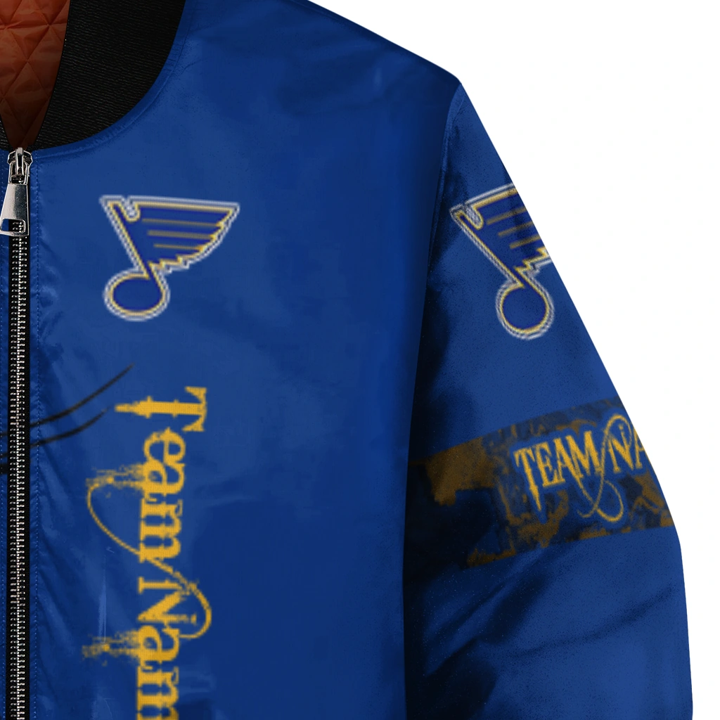 customized st louis blues tribal deer art blue bomber jacket premium grade customized st louis blues tribal deer art blue bomber jacket premium grade