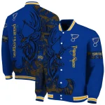 customized st louis blues tribal deer art blue varsity jacket best selling