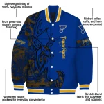 customized st louis blues tribal deer art blue varsity jacket best selling