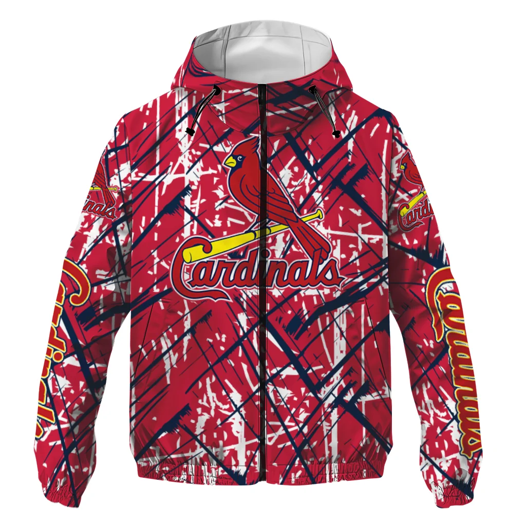 customized st louis cardinals brushstroke pattern red windbreaker jacket best selling customized st louis cardinals brushstroke pattern red windbreaker jacket best selling