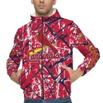 customized st louis cardinals brushstroke pattern red windbreaker jacket best selling