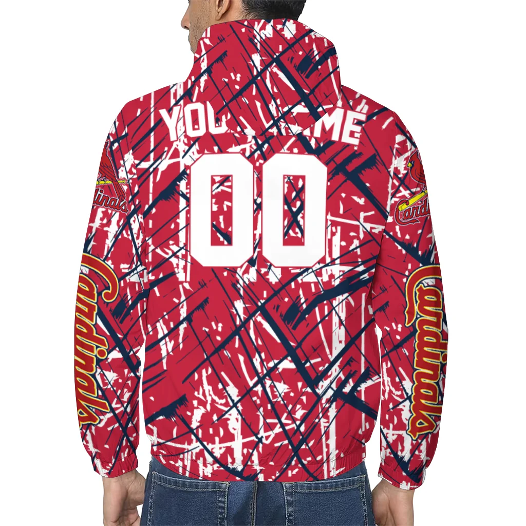 customized st louis cardinals brushstroke pattern red windbreaker jacket trendy customized st louis cardinals brushstroke pattern red windbreaker jacket trendy