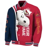 customized st louis cardinals snoopy head red varsity jacket best selling