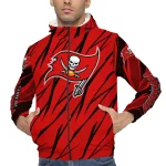 customized tampa bay buccaneers abstract streaks red windbreaker jacket best selling