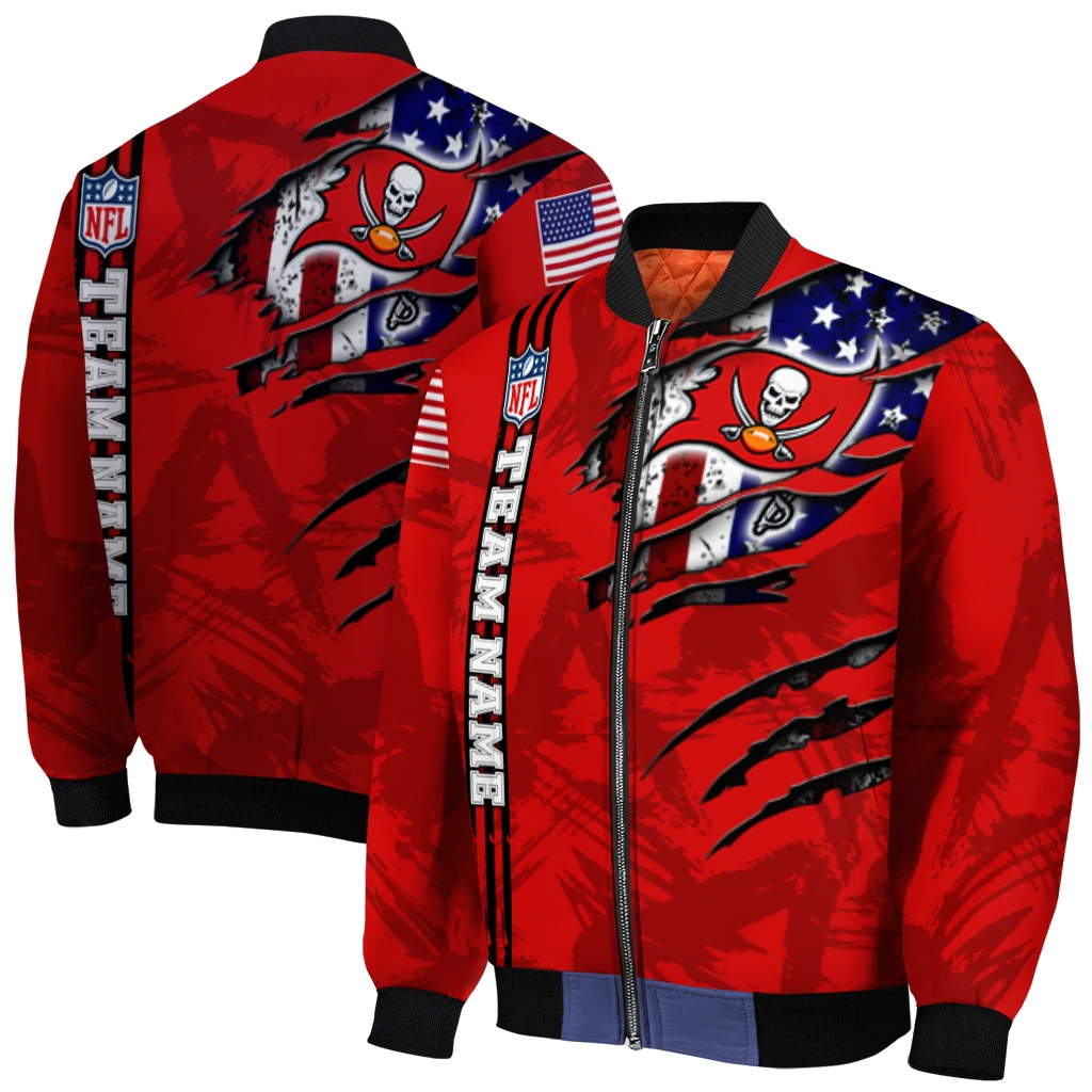 customized tampa bay buccaneers american pride tears red bomber jacket best selling customized tampa bay buccaneers american pride tears red bomber jacket best selling