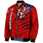 customized tampa bay buccaneers american pride tears red bomber jacket best selling