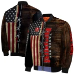 customized tampa bay buccaneers flag wood brown bomber jacket best selling