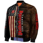 customized tampa bay buccaneers flag wood brown bomber jacket best selling