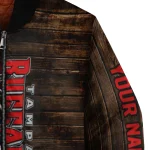customized tampa bay buccaneers flag wood brown bomber jacket best selling