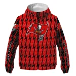 customized tampa bay buccaneers lightning strike grid red windbreaker jacket best selling