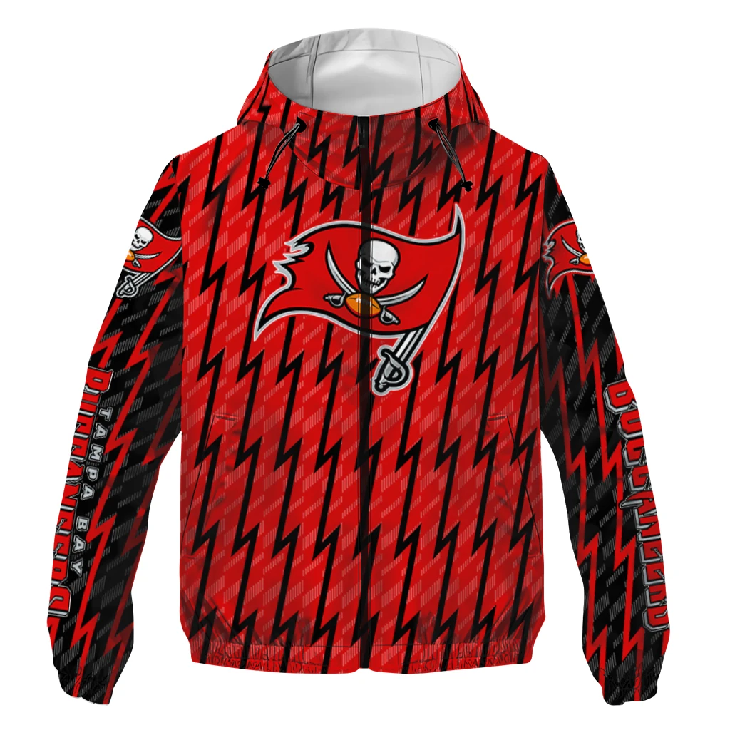 customized tampa bay buccaneers lightning strike grid red windbreaker jacket best selling customized tampa bay buccaneers lightning strike grid red windbreaker jacket best selling