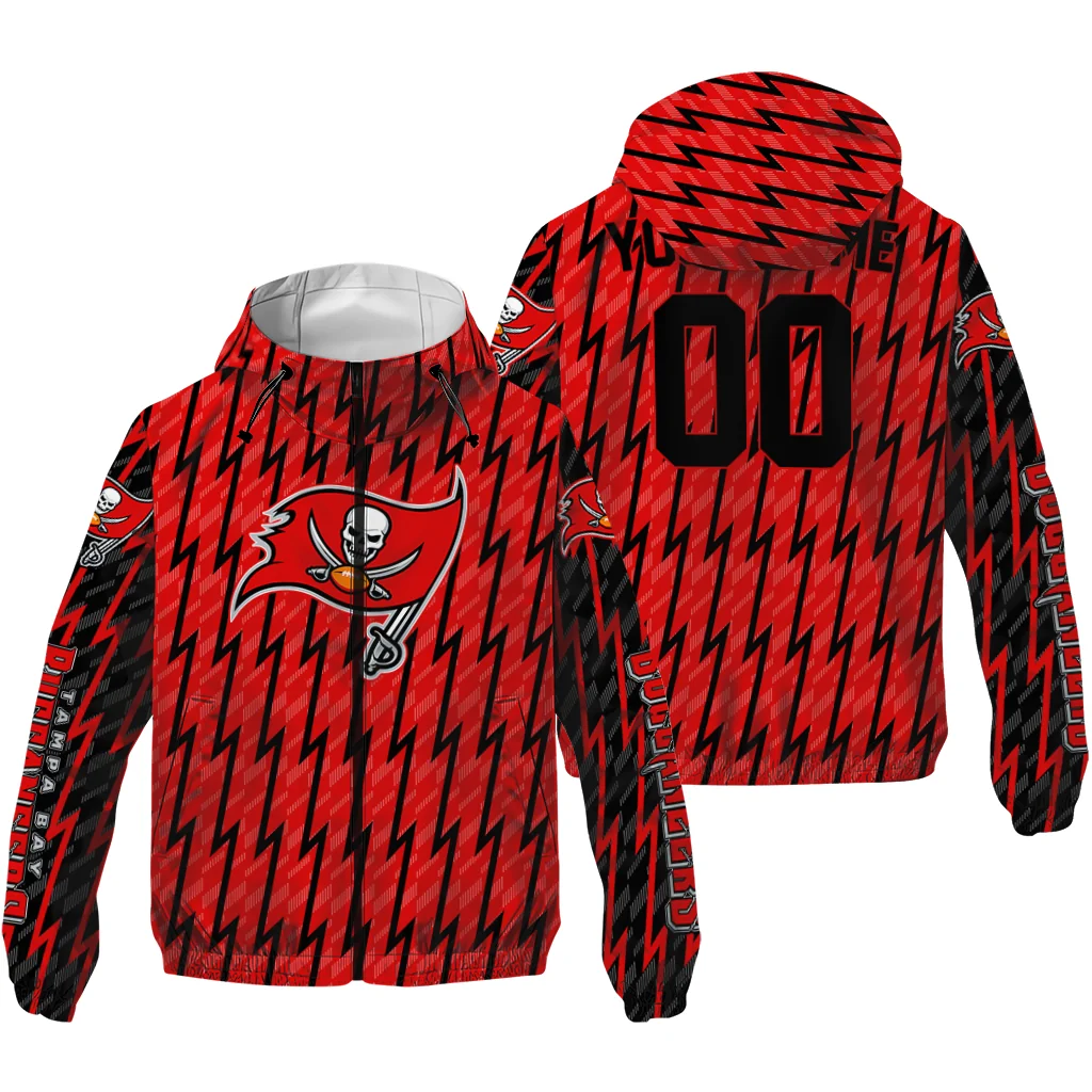 customized tampa bay buccaneers lightning strike grid red windbreaker jacket high quality customized tampa bay buccaneers lightning strike grid red windbreaker jacket high quality