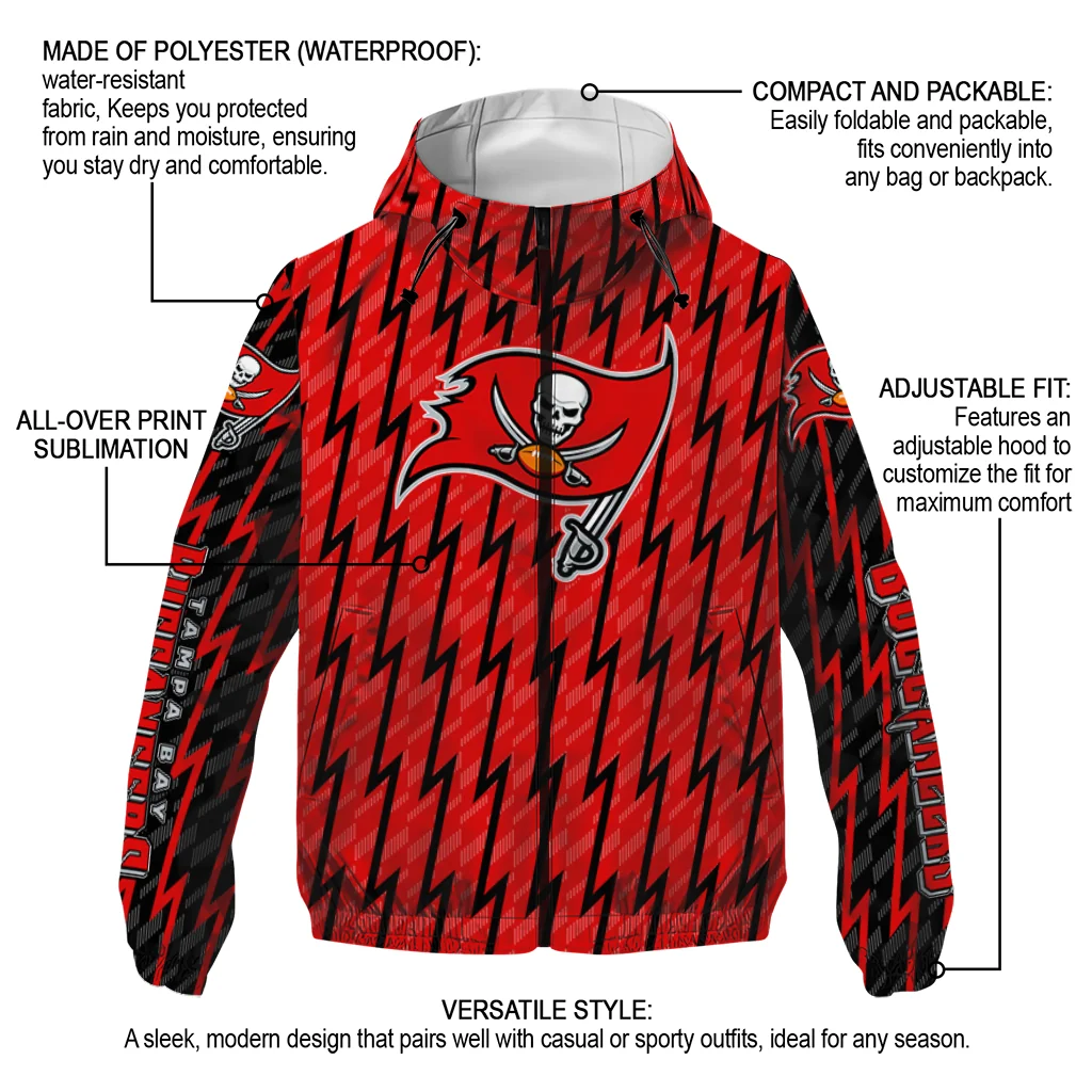 customized tampa bay buccaneers lightning strike grid red windbreaker jacket new arrival customized tampa bay buccaneers lightning strike grid red windbreaker jacket new arrival