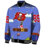 customized tampa bay buccaneers mario blocks blue black varsity jacket best selling