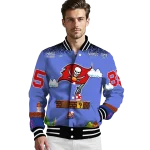 customized tampa bay buccaneers mario blocks blue black varsity jacket best selling