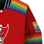 customized tampa bay buccaneers rainbow jersey number red varsity jacket best selling