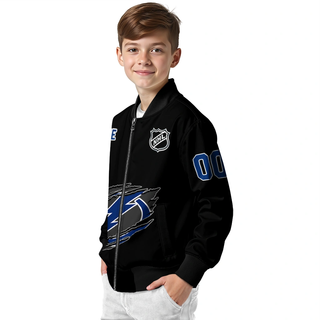 customized tampa bay lightning claw cut black bomber jacket trendy customized tampa bay lightning claw cut black bomber jacket trendy