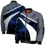 customized tampa bay lightning electric flash blue bomber jacket best selling