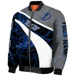 customized tampa bay lightning electric flash blue bomber jacket best selling