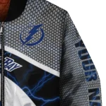 customized tampa bay lightning electric flash blue bomber jacket best selling